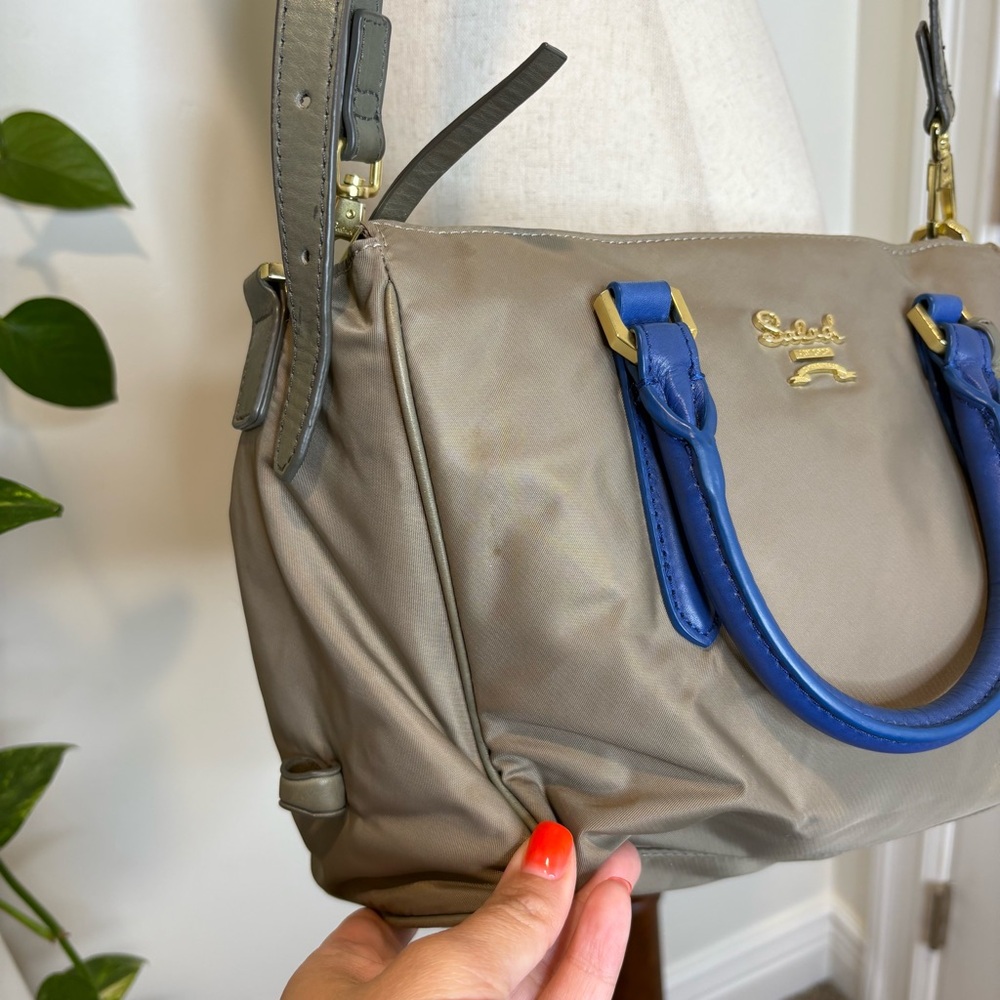 SALAD Grey Blue Nylon Shoulder Bag - Picture 2 of 16